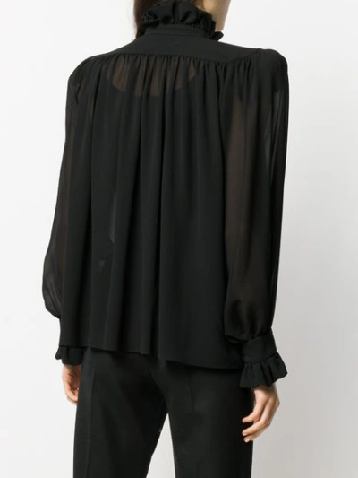 SAINT LAURENT POET STRUCTURED-SHOULDERS BLOUSE - 黑色