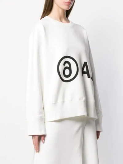 Shop Mm6 Maison Margiela Printed Logo Oversized Sweatshirt In White