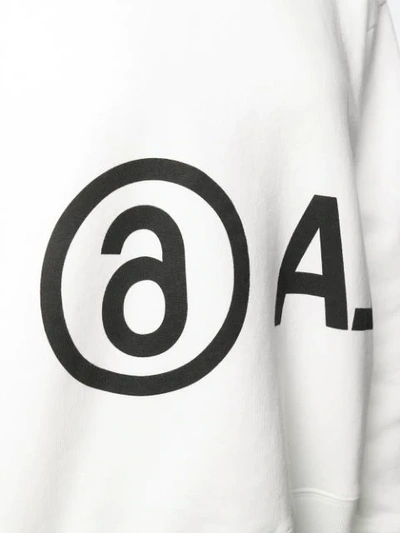 Shop Mm6 Maison Margiela Printed Logo Oversized Sweatshirt In White