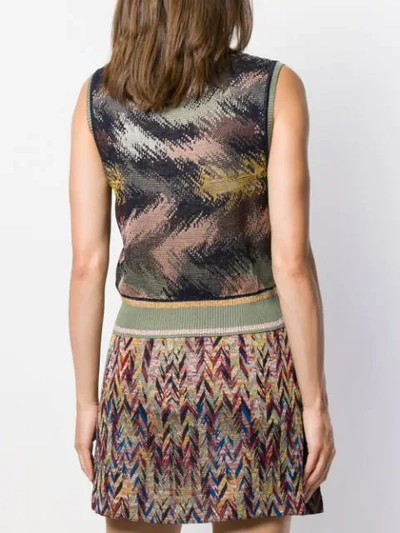 Shop Missoni Pattern Mix Knitted Top In Green