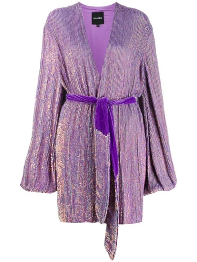 RETROFETE WRAP V-NECK DRESS - 紫色