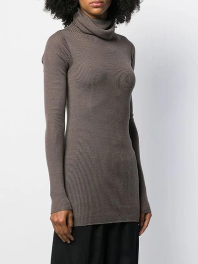 Shop Rick Owens Turtle Neck Knitted Sweater In Grey