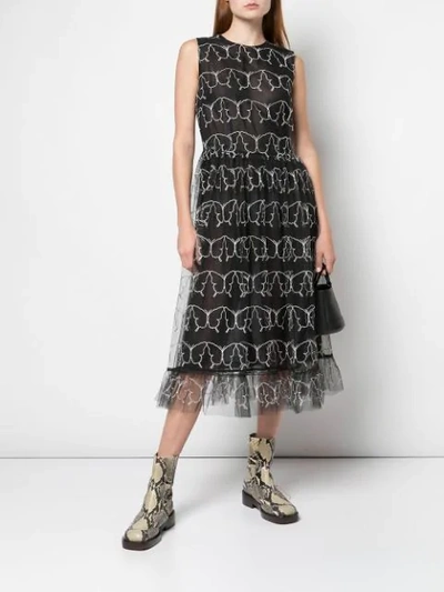 Shop Sandy Liang Oona Tulle Midi Dress In Black