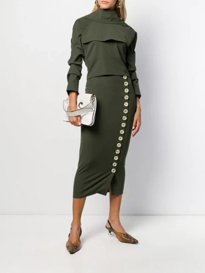 Shop A.w.a.k.e. Buttoned Pencil Skrit In Green