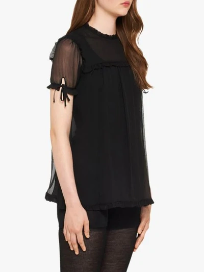 Shop Miu Miu Ruffle Trim Blouse In Black