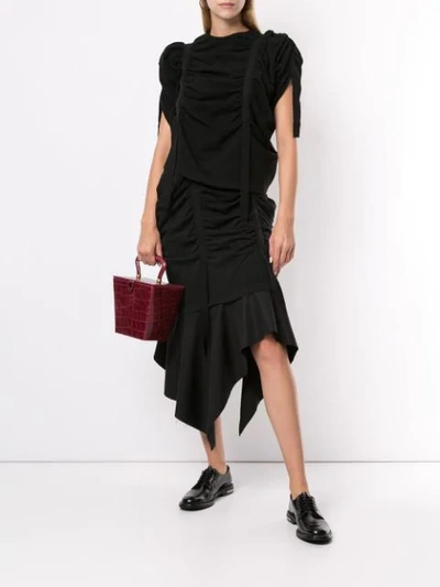 Shop Aganovich Gathered Top In Black