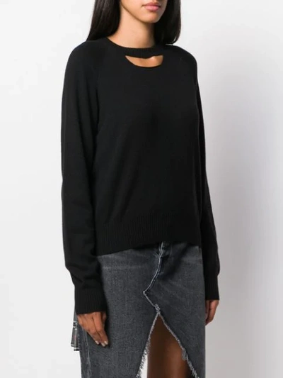 Shop Maison Margiela Cashmere Chest Cut-out Sweater In Black