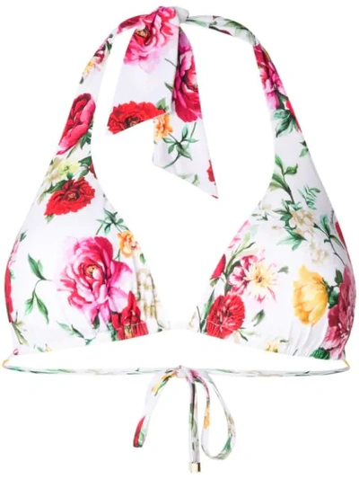 Shop Dolce & Gabbana Floral Print Triangle Bikini Top - Ham62 Multicolour