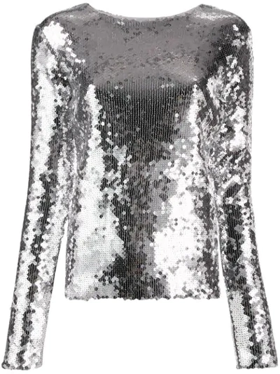 Shop Andamane Sequinned Slim-fit Top In Silver