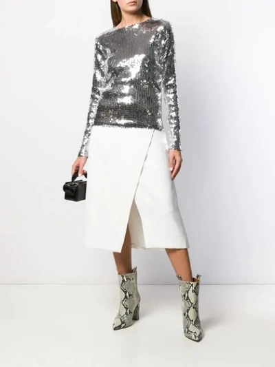 Shop Andamane Sequinned Slim-fit Top In Silver