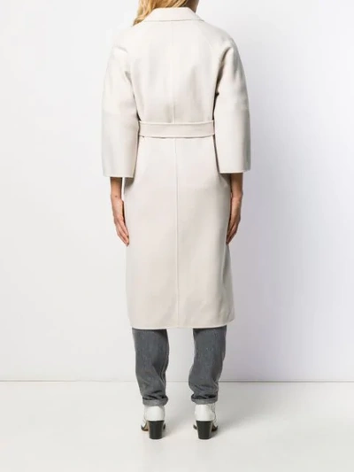 Shop Arma Stitch Detail Wrap Coat In Neutrals