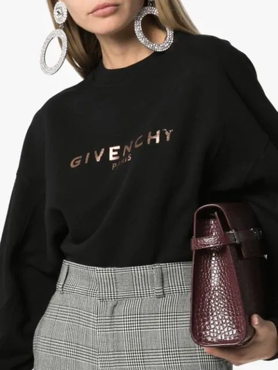 Shop Givenchy Logo Print Cropped Sweatshirt In Black