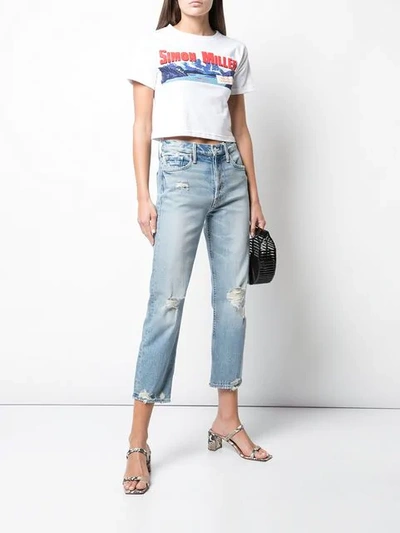 Shop Mother Tomcat Cropped Jeans In Blue