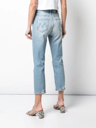 Shop Mother Tomcat Cropped Jeans In Blue