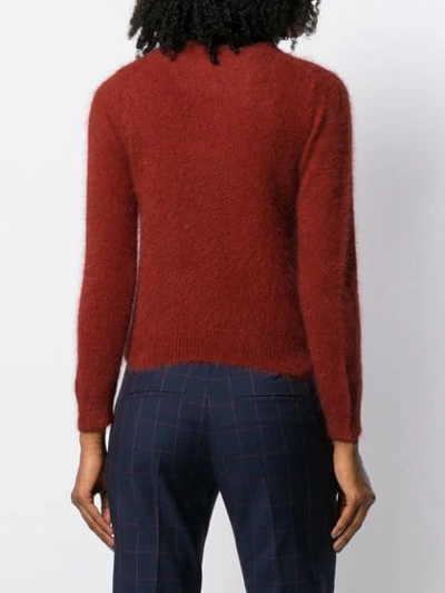 Shop Bellerose Round Neck Fuzzy Knit Jumper In Brown