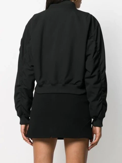 Shop Courrèges Cropped Bomber Jacket In Black