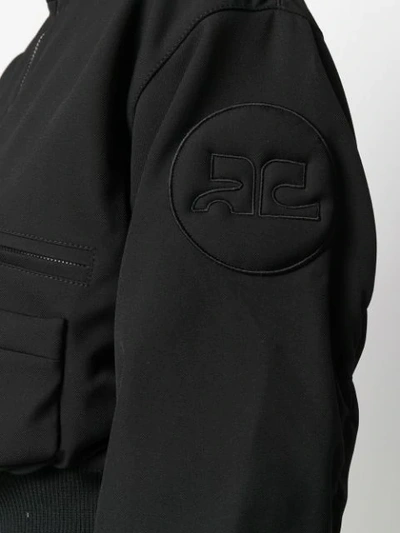 Shop Courrèges Cropped Bomber Jacket In Black