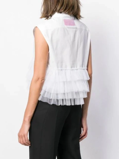 Shop Viktor & Rolf Cropped Tulle Shirt In 01219 White