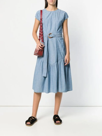 Shop M.i.h. Jeans Mih Jeans Belted Ruffle Skirt Dress - Blue