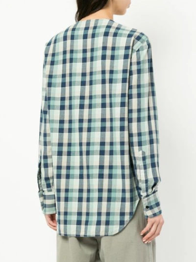 Shop Bassike Check Long-sleeve Shirt - Blue