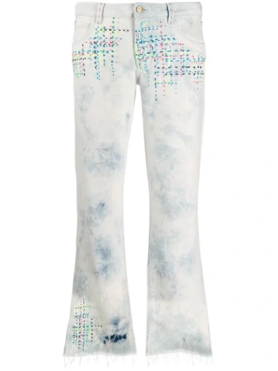 Shop Alanui Contrast Stitch Jeans In Blue