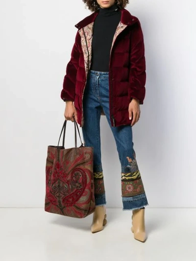 Shop Etro Padded Zip Up Coat In 0300 Red