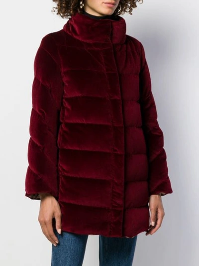 Shop Etro Padded Zip Up Coat In 0300 Red