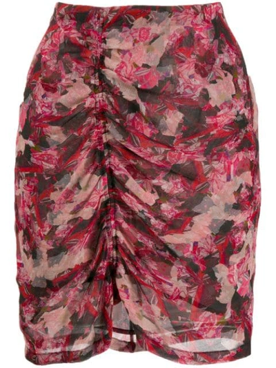 Shop Iro Ruched Floral Skirt In Pink