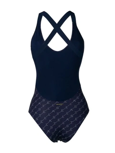 Shop Stella Mccartney Monogram Swimsuit In Blue