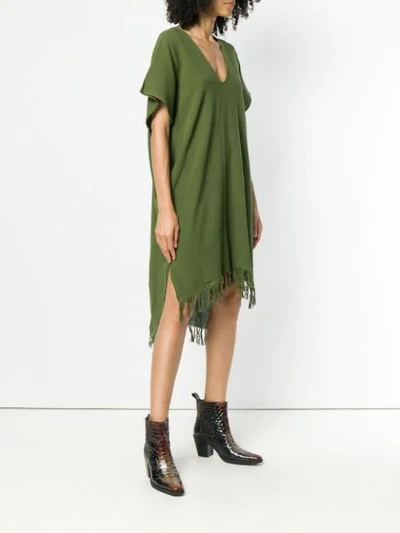 Shop Caravana Poncho-kleid Mit Fransen In Green