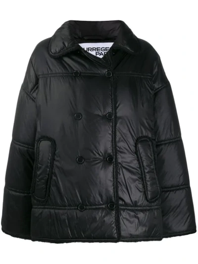 Shop Courrèges Raw Trim Padded Puffer Jacket In Black