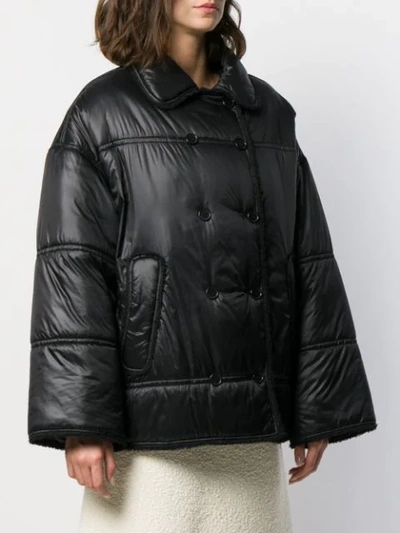 Shop Courrèges Raw Trim Padded Puffer Jacket In Black