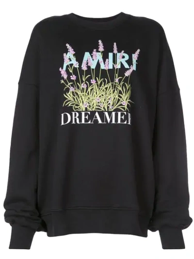 Shop Amiri Flower Dreamer Crew Sweatshirt In Black