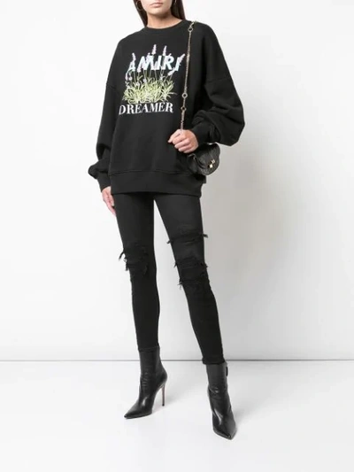 Shop Amiri Flower Dreamer Crew Sweatshirt In Black