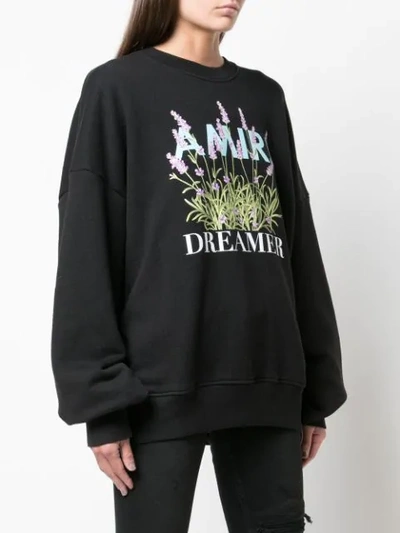 Shop Amiri Flower Dreamer Crew Sweatshirt In Black