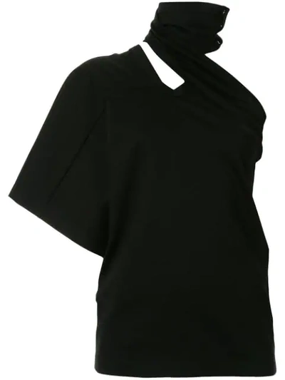 Shop Ambush Woven Cut Out Wrap Top In Black