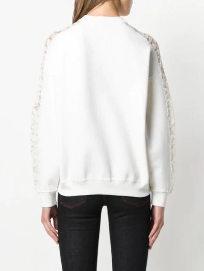 Shop Givenchy Lace-embroidered Fitted Sweater In White