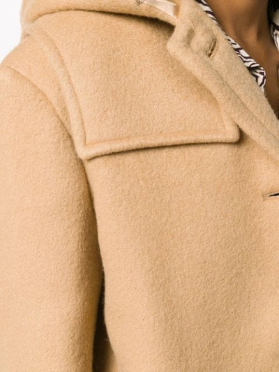 Shop Chloé Hooded Fitted Coat In Brown