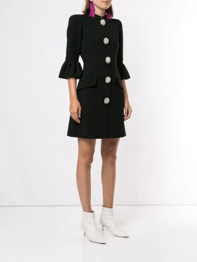 Shop Andrew Gn Flared Sleeve Dress In Black