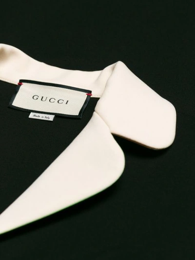 Shop Gucci Contrast Trim Jersey Dress In Black