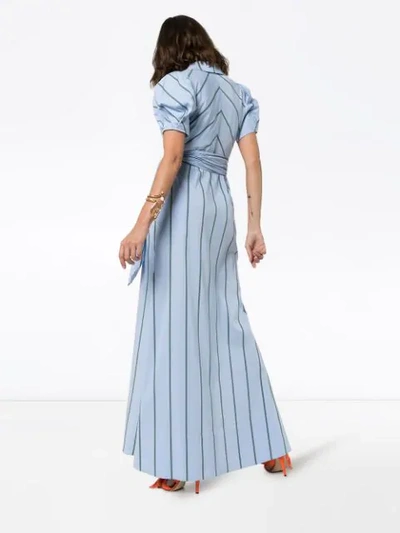 Shop Rosie Assoulin Pouf-sleeve Striped Maxi Dress In 393