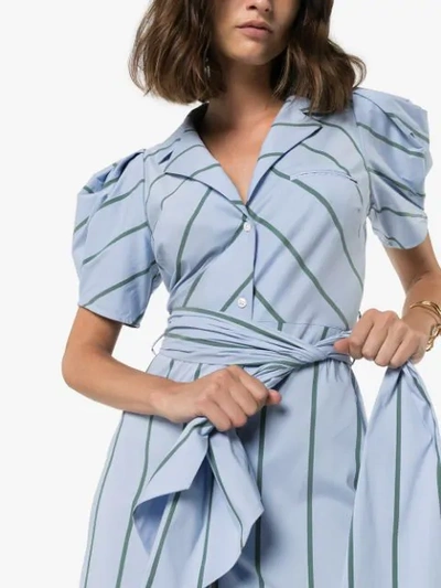 Shop Rosie Assoulin Pouf-sleeve Striped Maxi Dress In 393