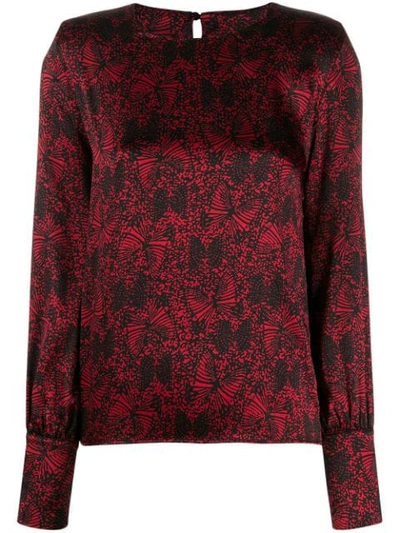 Shop Federica Tosi Butterfly Print Blouse In 196 Rosso Nero