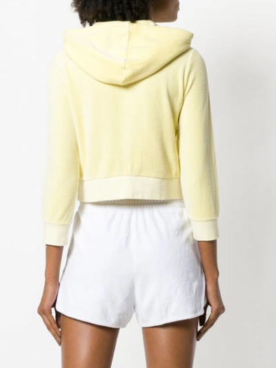 Shop Juicy Couture Velour Shrunken Hooded Pullover In Pastel Yellow
