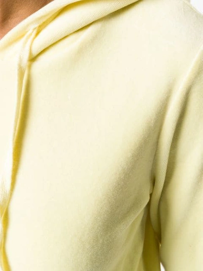 Shop Juicy Couture Velour Shrunken Hooded Pullover In Pastel Yellow