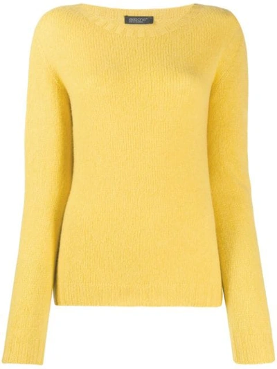 Shop Aragona Round-neck Knit Sweater In Yellow