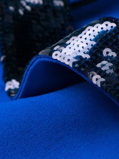 Shop Saint Laurent Sequin Embroidered Asymmetrical Dress In Blue