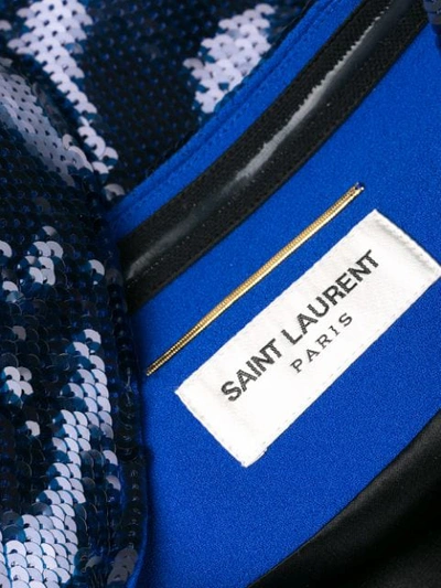 Shop Saint Laurent Sequin Embroidered Asymmetrical Dress In Blue