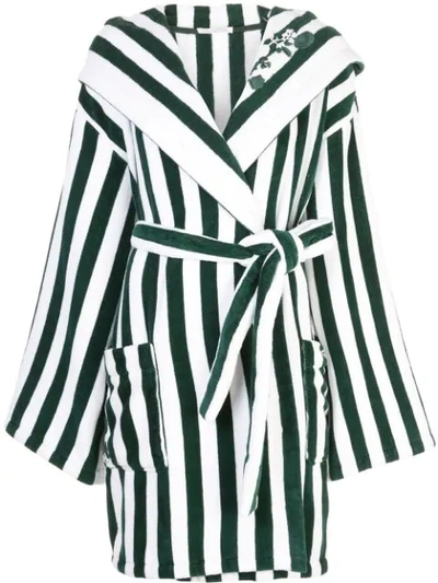 OSCAR DE LA RENTA STRIPED WRAP-AROUND COAT 