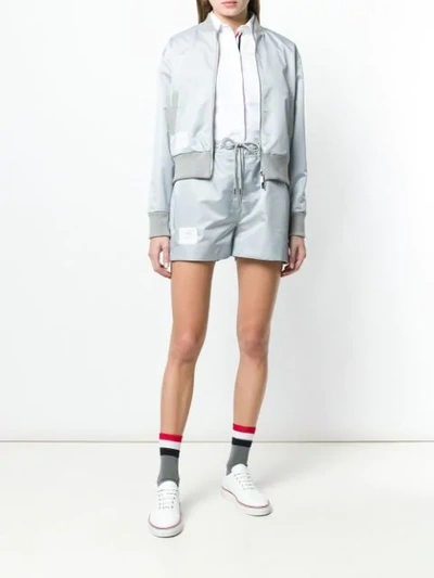 Shop Thom Browne Logo-patch Track Shorts In Grey